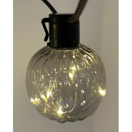 LED udendørs dekorationslyskæde 10xLED/0,15W/230V 6,8 m IP44 sort/røgfarvet
