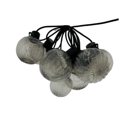 LED udendørs dekorationslyskæde 10xLED/0,15W/230V 6,8 m IP44 sort/røgfarvet