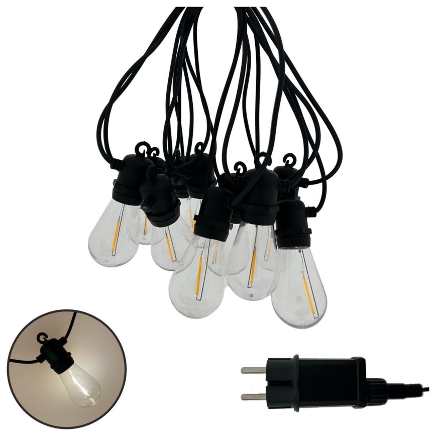 LED Udendørs dekorationslyskæde 10xLED/0,36W/230V 8 m IP44 sort