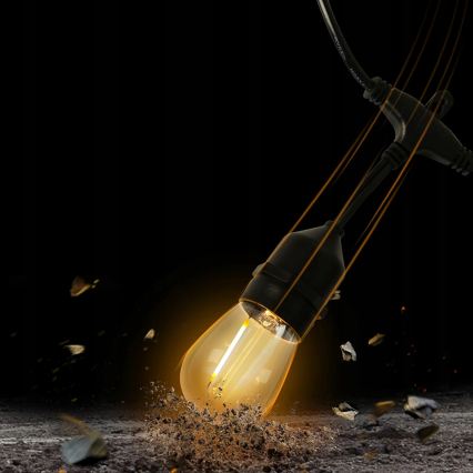 LED udendørs dekorativ lyskæde 15xE27/1W/230V 15,94 m IP44 sort