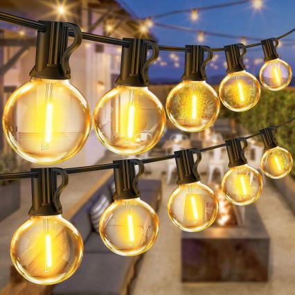 LED udendørs dekorativ lyskæde 20xE12/1W/230V 20 m IP65 sort