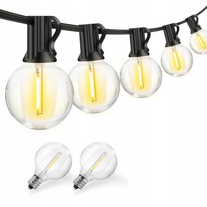 LED udendørs dekorativ lyskæde 20xE12/1W/230V 20 m IP65 sort