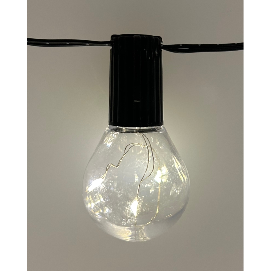 LED udendørs dekorativ lyskæde 20xLED/0,075W/230V 5,8 m IP44 sort