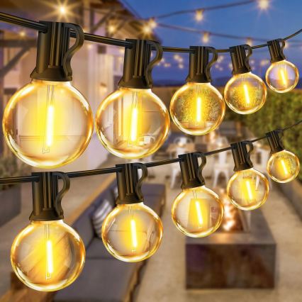 LED udendørs dekorativ lyskæde 25xE12/1W/230V 17,5 m IP65 sort