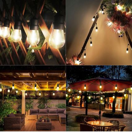 LED udendørs dekorativ lyskæde 30xE27/1W/230V 16,44 m IP44 sort