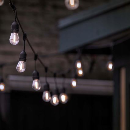 LED udendørs dekorativ lyskæde 30xE27/1W/230V 16,44 m IP44 sort