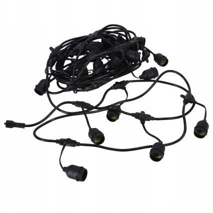 LED udendørs dekorativ lyskæde 30xE27/1W/230V 16,44 m IP44 sort