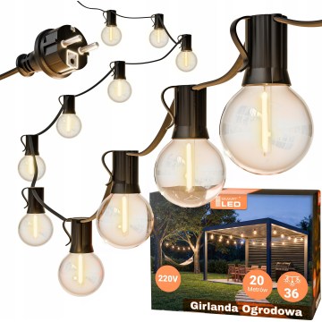 LED udendørs dekorativ lyskæde 36xE12/1W/230V 22,35 m IP65 sort
