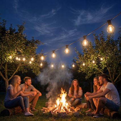 LED udendørs dekorativ lyskæde 36xE12/1W/230V 22,35 m IP65 sort