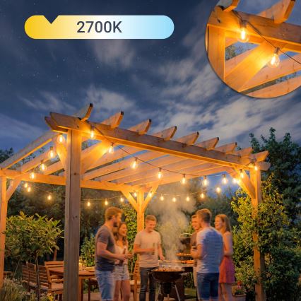 LED udendørs dekorativ lyskæde 36xE12/1W/230V 22,35 m IP65 sort
