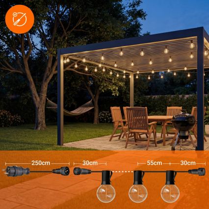 LED udendørs dekorativ lyskæde 36xE12/1W/230V 22,35 m IP65 sort
