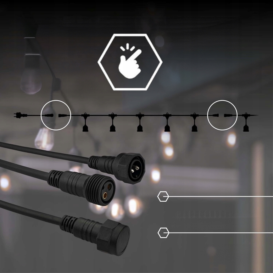 LED udendørs dekorativ lyskæde 5xE27/1W/230V 5,94 m IP44 sort