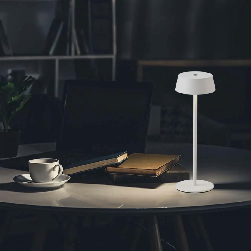 LED Udendørs dæmpbar touch genopladelig bordlampe LED/2W/5V 4400 mAh IP54 hvid