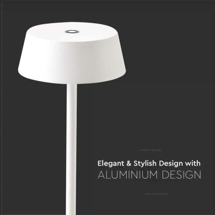 LED Udendørs dæmpbar touch genopladelig bordlampe LED/2W/5V 4400 mAh IP54 hvid