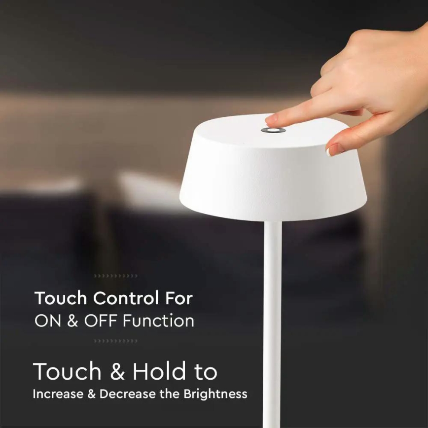 LED Udendørs dæmpbar touch genopladelig bordlampe LED/2W/5V 4400 mAh IP54 hvid