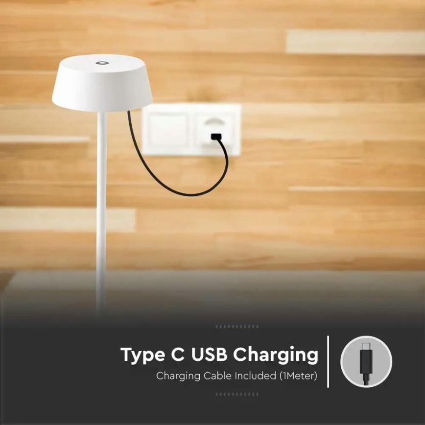 LED Udendørs dæmpbar touch genopladelig bordlampe LED/2W/5V 4400 mAh IP54 hvid
