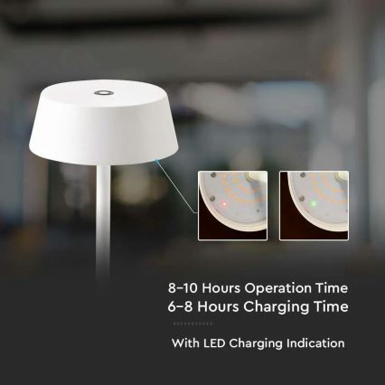 LED Udendørs dæmpbar touch genopladelig bordlampe LED/2W/5V 4400 mAh IP54 hvid