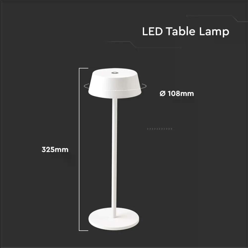 LED Udendørs dæmpbar touch genopladelig bordlampe LED/2W/5V 4400 mAh IP54 hvid