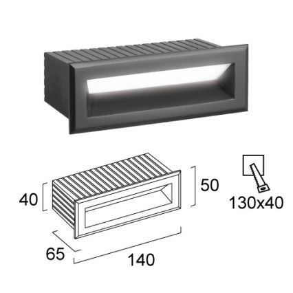 LED udendørs indbygningsarmatur FLIK LED/3W/230V IP65 antracit