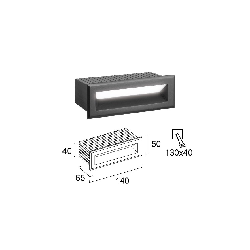 LED udendørs indbygningsarmatur FLIK LED/3W/230V IP65 antracit