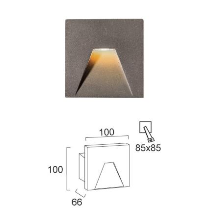 LED udendørs indbygningsarmatur SPACE LED/4W/230V IP65 grå