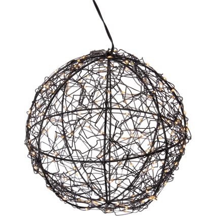 LED udendørs juledekoration 200xLED/230V Ø 18 cm IP44 varm hvid kugle/sort