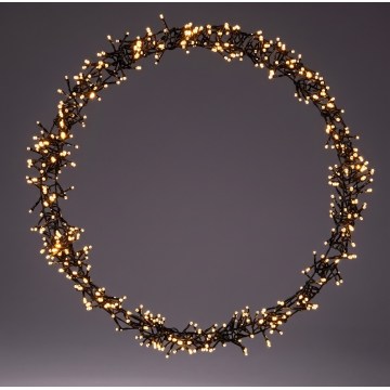 LED udendørs juledekoration 500xLED/230V 8 funktioner Ø 58 cm IP44 varmhvid krans/sort