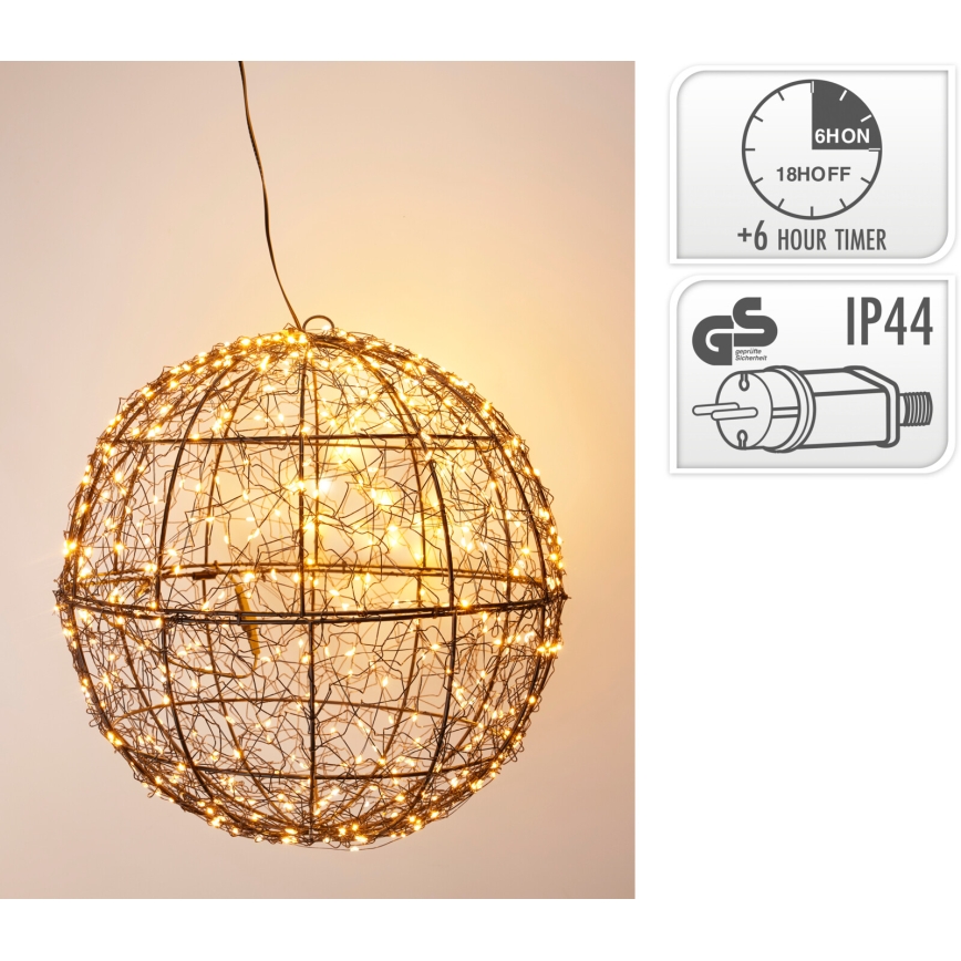 LED udendørs juledekoration 500xLED/230V Ø 35 cm IP44 varm hvid kugle/sort