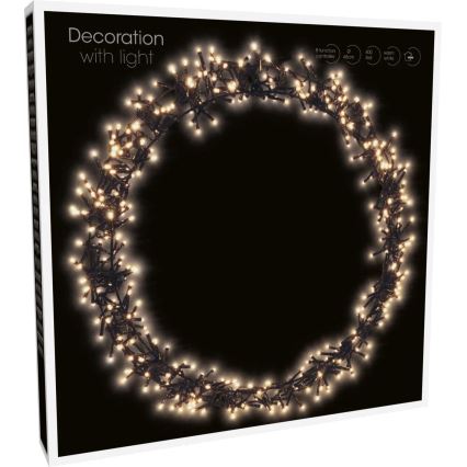 LED udendørs juledekoration 500xLED/230V 8 funktioner Ø 58 cm IP44 varmhvid krans/sort