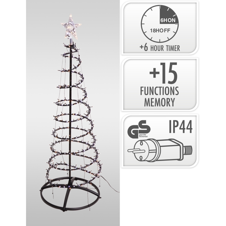 LED udendørs juledekoration 524xLED/230V 15 funktioner 150 cm IP44 varm hvid juletræ