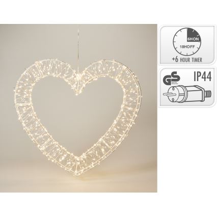 LED udendørs juledekoration 720xLED/6W/230V 46 cm IP44 varm hvid hjerte/hvid