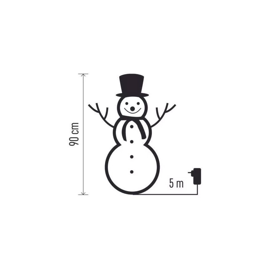 LED udendørs juledekoration 80xLED/2,25W/4,5/230V IP44 90 cm snemand