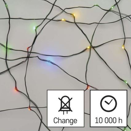 LED udendørs julekæde 75xLED/12,5m IP44 flerfarvet
