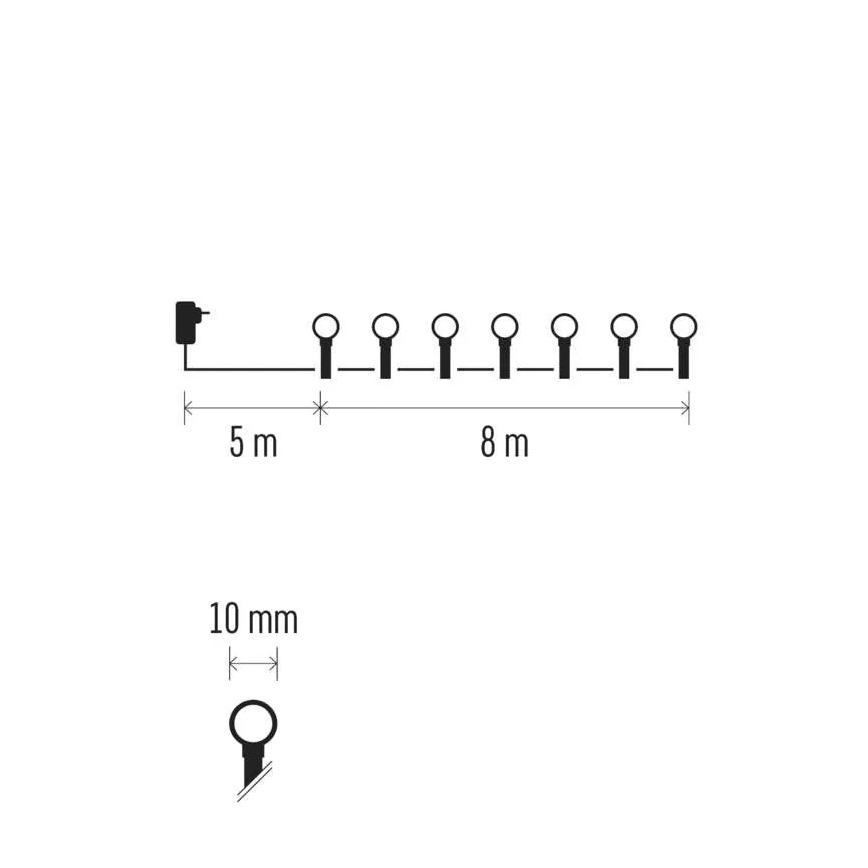 LED udendørs julekæde 80xLED/8 funktioner 13m multifarvet IP44