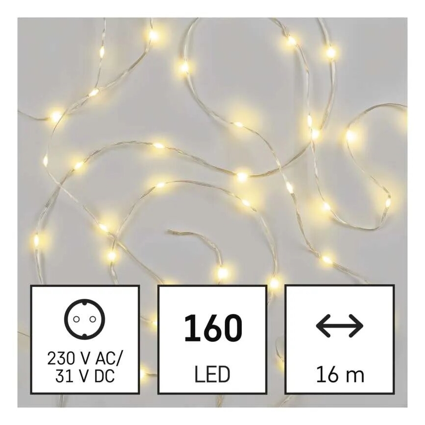 LED Udendørs julelyskæde 160xLED/21m IP44 varm hvid