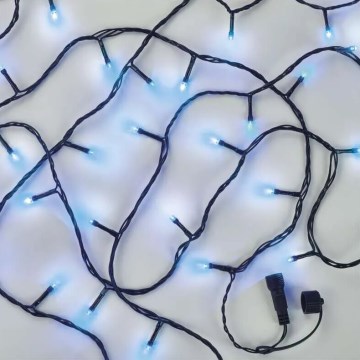 LED udendørs julelyskæde, 100 LED/10 m, IP44, blå