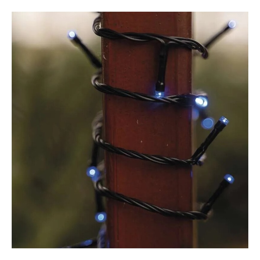 LED udendørs julelyskæde, 100 LED/10 m, IP44, blå