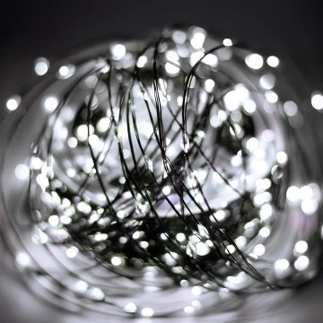 LED udendørs julelyskæde 1000xLED/230V 8 funktioner 53 m IP44 kold hvid + fjernbetjening