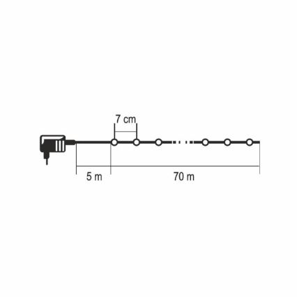 LED udendørs julelyskæde 1000xLED/230V 8 funktioner 75 m IP44 varm hvid