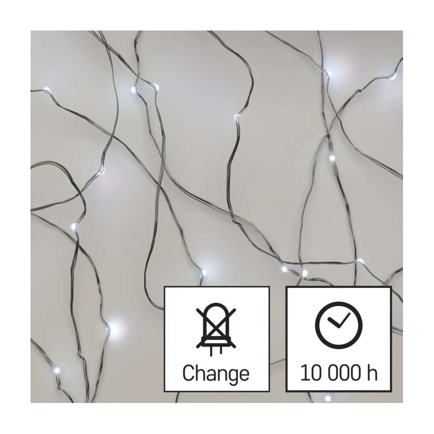 LED udendørs julelyskæde 100xLED/15m IP44 kold hvid