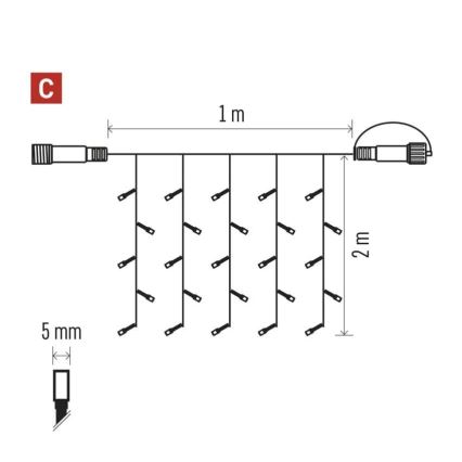 LED udendørs julelyskæde 100xLED/1x2m IP44 varm hvid
