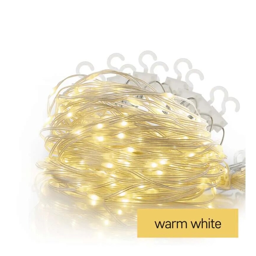 LED udendørs julelyskæde 100xLED/8 funktioner 7,9x0,7m IP44 varm hvid