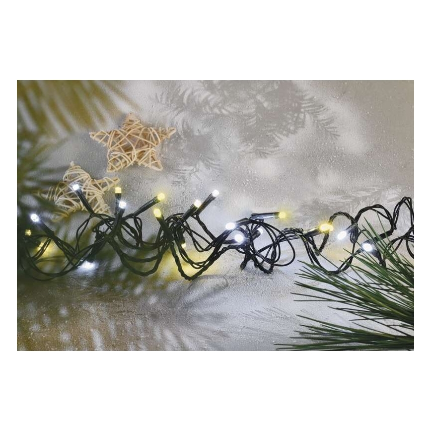 LED udendørs julelyskæde 120 LED/2 funktioner 17 m IP44 varm/kold hvid