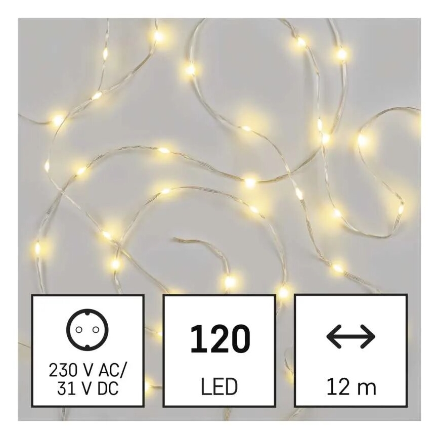 LED udendørs julelyskæde 120xLED/17m IP44 varm hvid