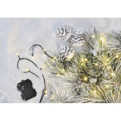 LED udendørs julelyskæde 120xLED/3xAA 8,9m IP44 varm hvid