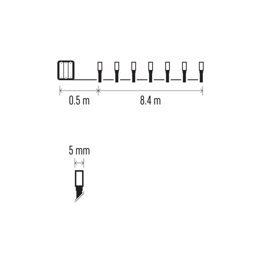 LED udendørs julelyskæde 120xLED/3xAA 8,9m IP44 varm hvid