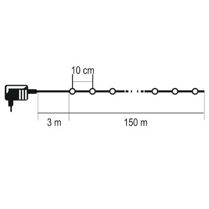 LED udendørs julelyskæde 1500xLED/230V 8 funktioner 153 m IP44 kold hvid + fjernbetjening