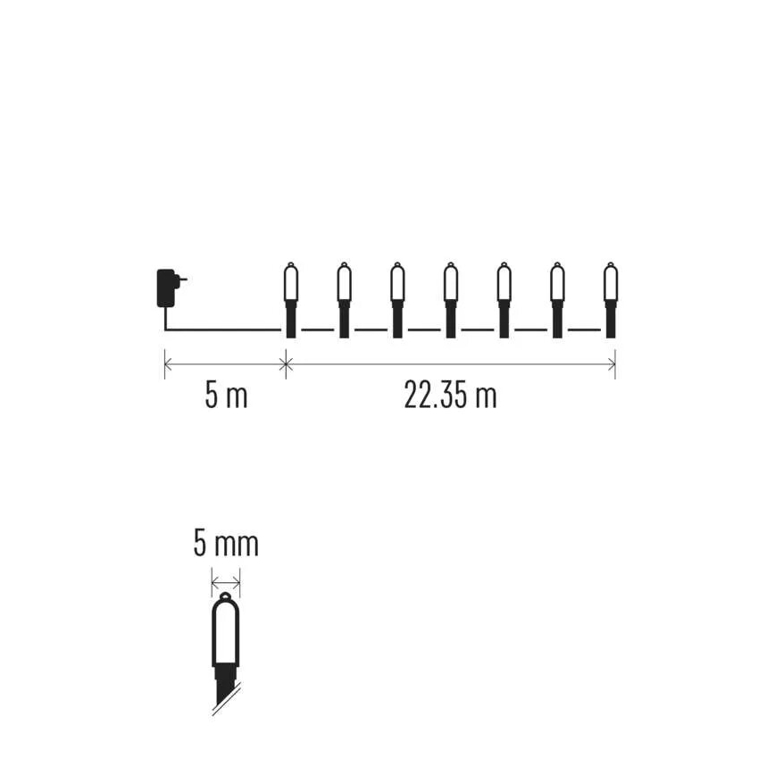 LED udendørs julelyskæde 150xLED/27,35m IP44 multifarvet