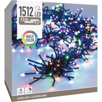 LED udendørs julelyskæde 1512xLED/230V/8 funktioner 14 m IP44 multifarvet