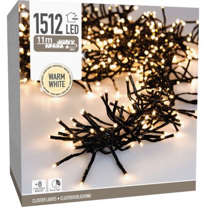 LED udendørs julelyskæde 1512xLED/230V/8 funktioner 14 m IP44 varm hvid
